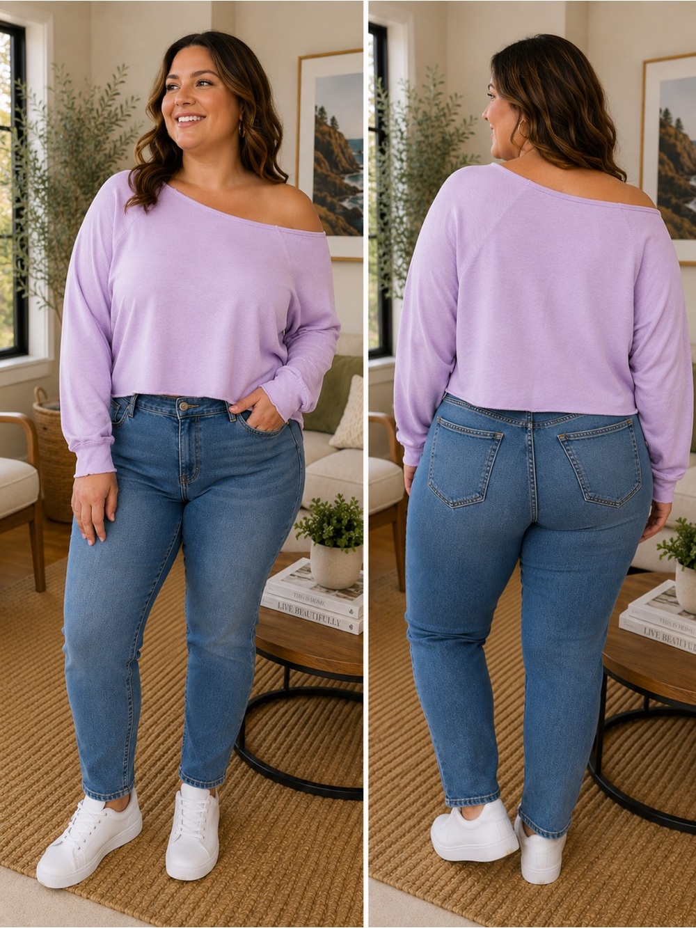 🆕🎉NWT JoyLab Lavender Off-the-Shoulder Sweater